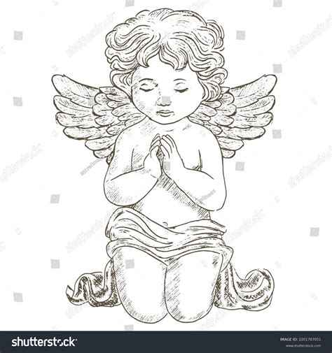 Little Angel Cupid Vector Praying Thinking Stock Vector (Royalty Free) 2201787051 | Shutterstock