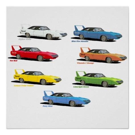 Superbird Colors Poster | Zazzle | Superbird, Plymouth superbird, Plymouth roadrunner