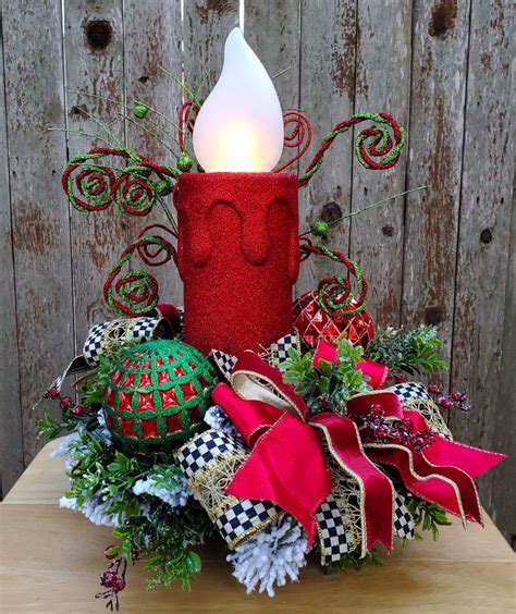 Christmas Candle Centerpiece | Christmas candle centerpiece, Holiday centerpieces, Christmas ...