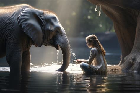 Premium AI Image | Photography of animals interacting with humans