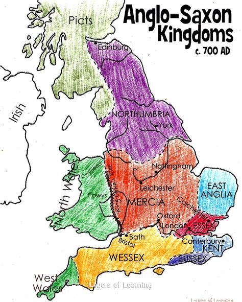 A map of the different Anglo-Saxon tribes in England Web History ...