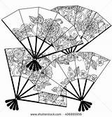 Chinese Fans Coloring Pages 6 sketch template