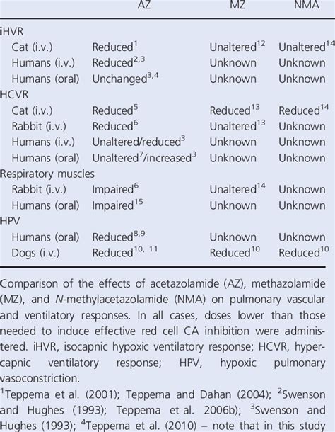 Effects of acetazolamide (AZ), methazolamide (MZ), and... | Download Table