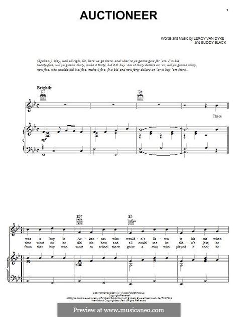 Auctioneer (Leroy Van Dyke) by B. Black - sheet music on MusicaNeo