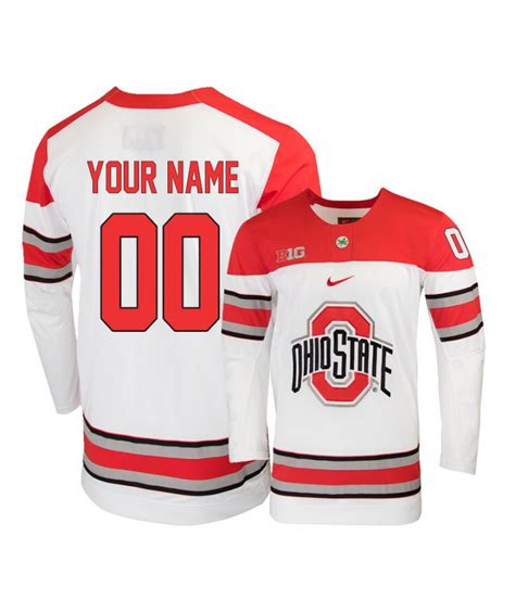 Men's Nike Ohio State Buckeyes White Custom Hockey Jersey