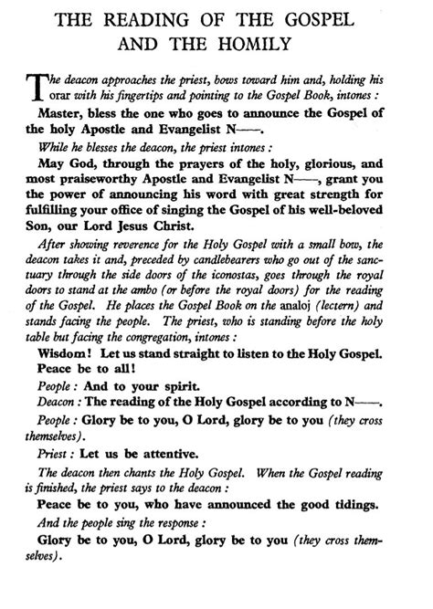 13 notes the reading of the gospel and homily