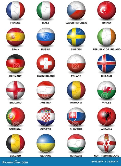 Soccer Ball European Countries Flags Euro 2016 Stock Vector - Illustration of european ...