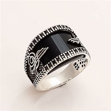 Tugra Design Ottoman Men's Ring 925 Sterling silver Green Onyx Fine Jewelry Gift #Handmade #Ott ...