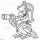 Coloring Page Outline Of Cartoon Jolly Pirate Or Parrot With Spyglass  sketch template