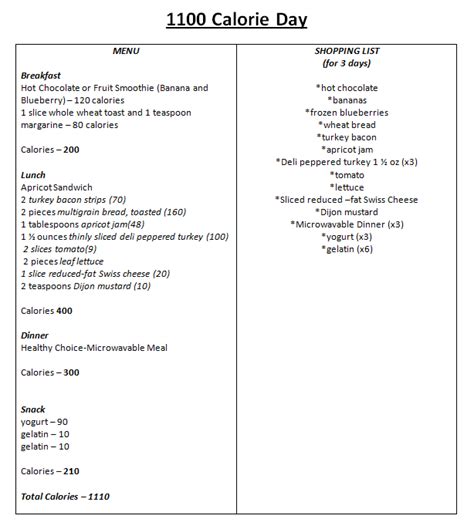 1100 Calorie Diet Meal