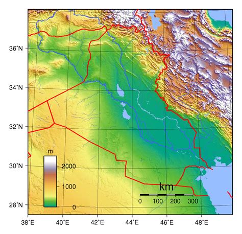 Large topographical map of Iraq | Iraq | Asia | Mapsland | Maps of the World