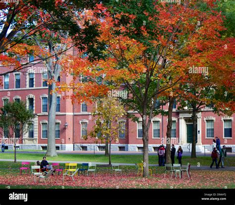 Colorful fall foliage in Harvard Yard, the old heart of the campus of Stock Photo, Royalty Free ...