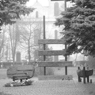 The fragment of the monument established on the market square in Wizna ...