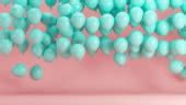 Blue Balloons Floating In Pink Room Background Minimal Idea Concept 3d Animation Stock Video ...