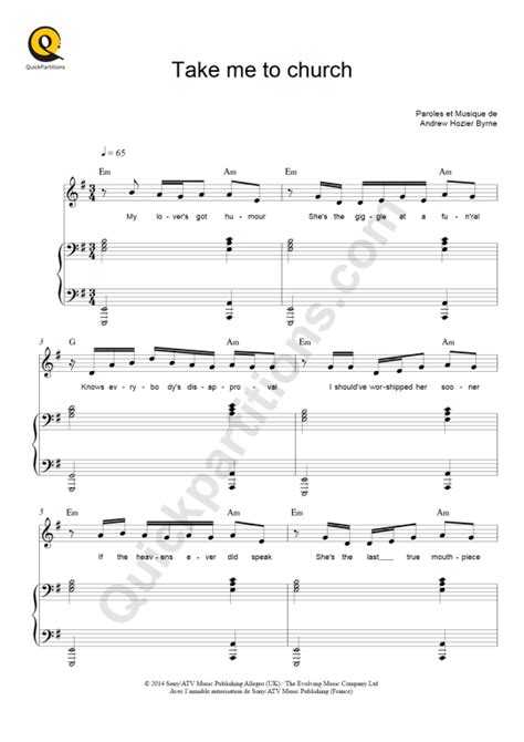 Take Me To Church Piano Sheet Music from Hozier