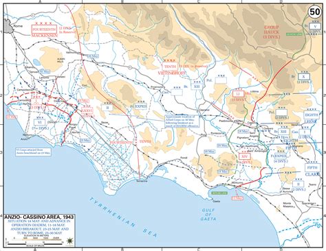 Map of Italy, Anzio-Cassino Region, May 1944