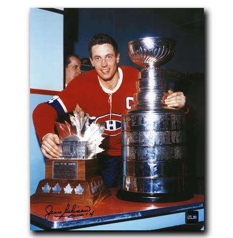 Jean Beliveau Montreal Canadiens Autographed Stanley Cup and Conn Smythe 8x10 Photo | CoJo Sport ...