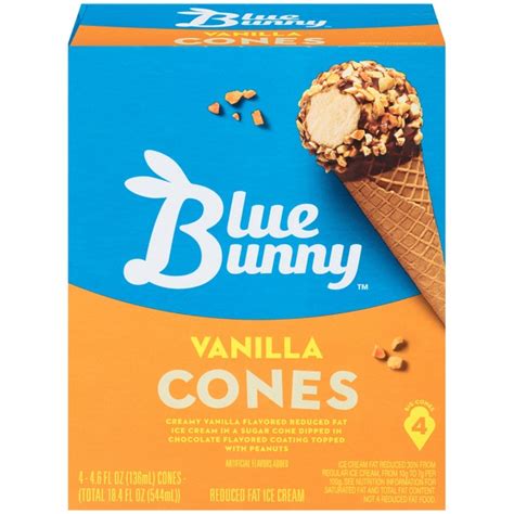 Blue Bunny Vanilla Reduced Fat Blue Bunny Vanilla Reduced Fat Ice Cream Cones (4.6 fl oz ...