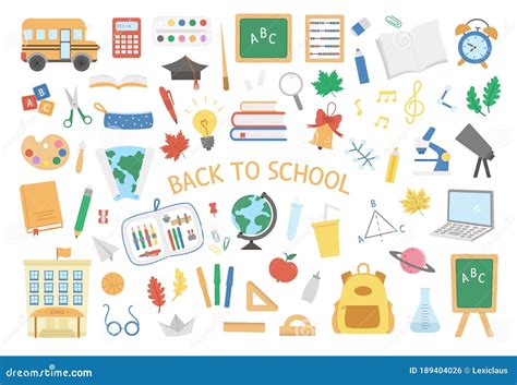 Back To School Vector Set of Elements. Big Educational Clipart ...