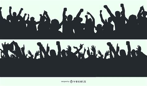 Cheering Crowd Silhouette Designs - Vector Download