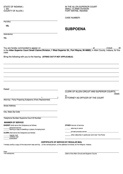 Top 26 Indiana Court Forms And Templates free to download in PDF format