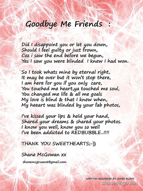 "GOODBYE MY FRIENDS.....GOODBYE...;-))))" by shanemcgowan | Redbubble