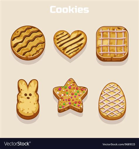 Cookies in different shapes set Royalty Free Vector Image