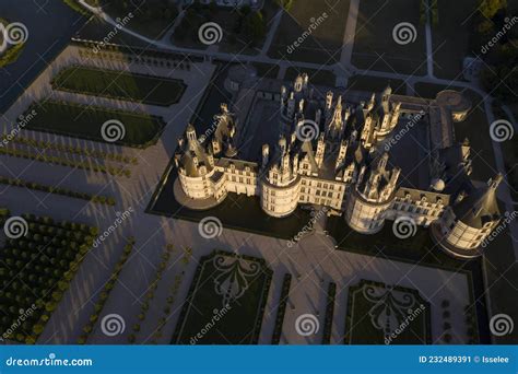 Aerial View of the Castle of Chambord with Its New French Gardens ...