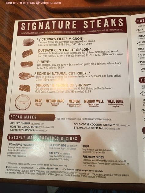 Online Menu of Outback Steakhouse Restaurant, Bozeman, Montana, 59718 - Zmenu