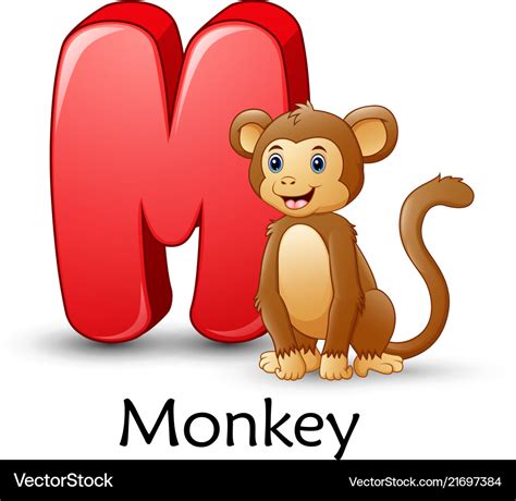 Letter m is for monkey cartoon alphabet Royalty Free Vector