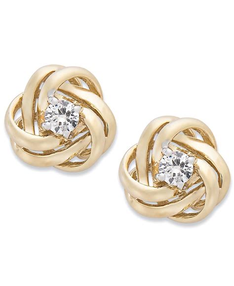 Wrapped in Love™ Diamond Knot Stud Earrings in 14k Gold (1/3 ct. t.w.) & Reviews - Earrings ...