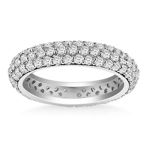 Domed Pave Set Round Diamond Eternity Ring in 14k White Gold - Richard Cannon Jewelry