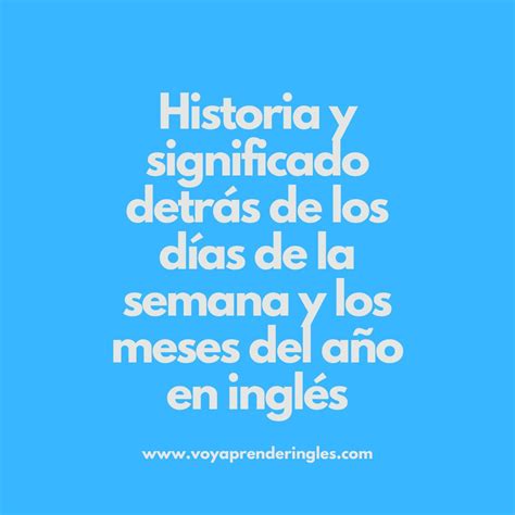 Conoce los Días de la Semana y los Meses del Año en Inglés 📅 - Voy ...