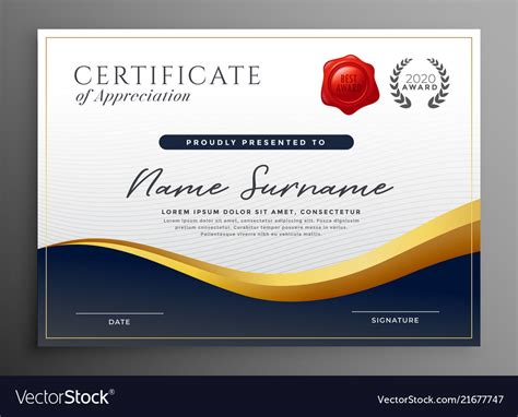 Professional diploma certificate template design Vector Image