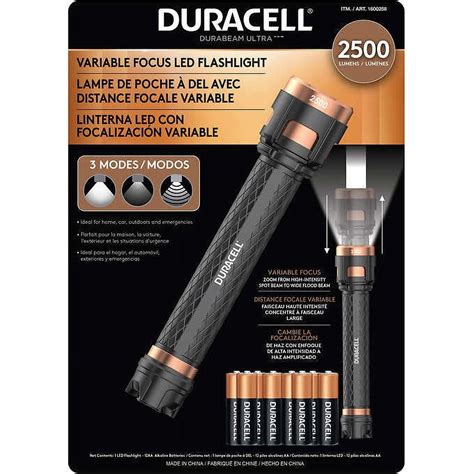 Duracell 2500 Lumens Variable Focus LED Flashlight w/AA Batteries ...