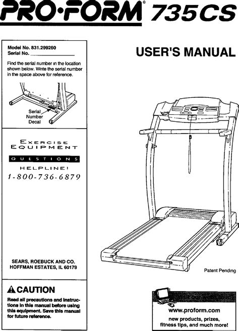 Proform 831299260 User Manual TREADMILL Manuals And Guides L0302230