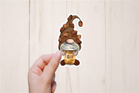 Gnome Sticker, Coffee Gnome, Funny Stickers, Aesthetic Sticker, Water ...