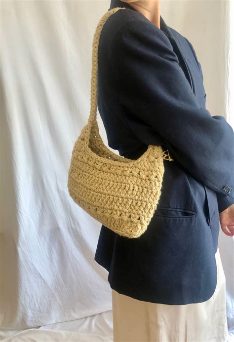 Small Crossbody Bag Shoulder Bag Beige Purse Crochet Bag - Etsy