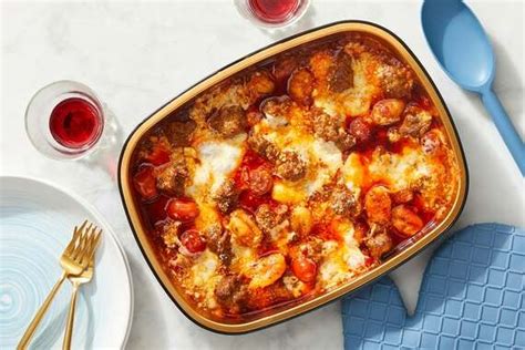 Recipe: Hot Italian Sausage & Gnocchi with Mozzarella & Tomatoes - Blue ...