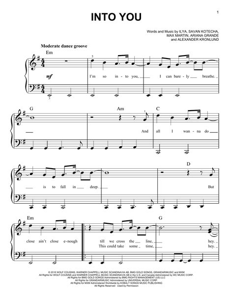 Ariana Grande "Into You" Sheet Music Notes | Download Printable PDF ...