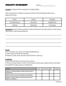 Viscosity Experiment by Innovate and Educate | TPT