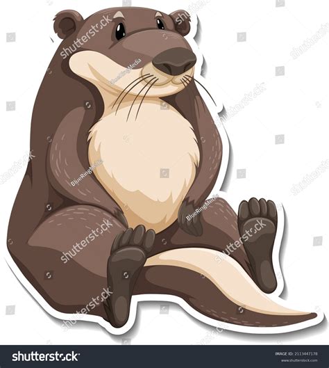 Cute Otter Wild Animal Cartoon Sticker Stock Vector (Royalty Free) 2113447178 | Shutterstock