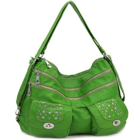 Lime Green Stone Washed Handbag | Leather tote purse, Handbag, Leather tote