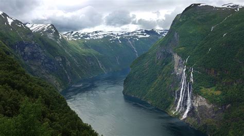 The Seven Sisters waterfall, Geiranger Fjord, Norway [3840x2160] : WQHD ...