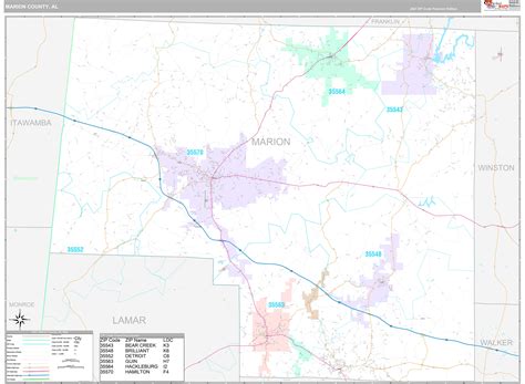 Marion County, AL Wall Map Premium Style by MarketMAPS