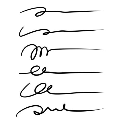 Hand lettering lines - signature lines isolated on white background. vector Illustration ...