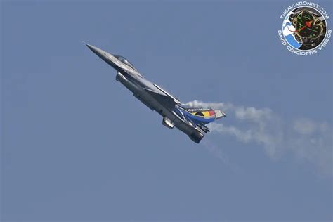 Flares! Flares! Flares! The BAF F-16 solo display during the Rome International Air Show - The ...