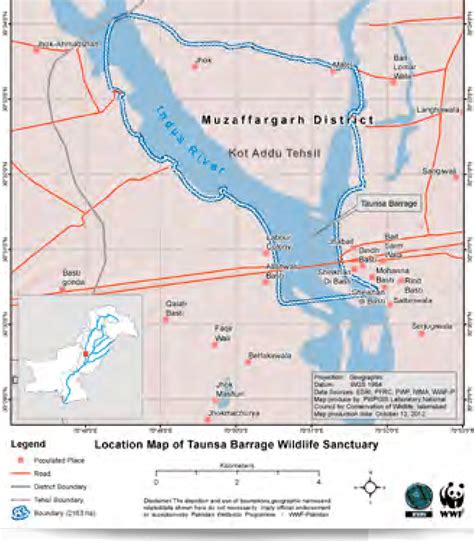 Map showing the boundary of Taunsa Barrage Wildlife Sanctuary | Download Scientific Diagram