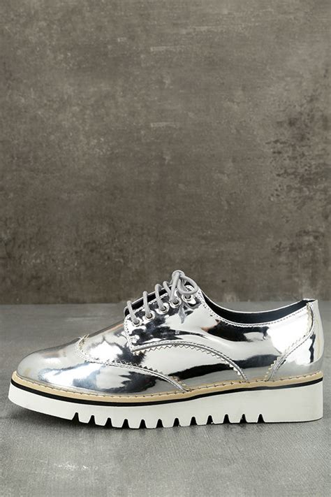 Chic Silver Oxfords - Platform Oxfords - Platform Sneakers - Metallic ...