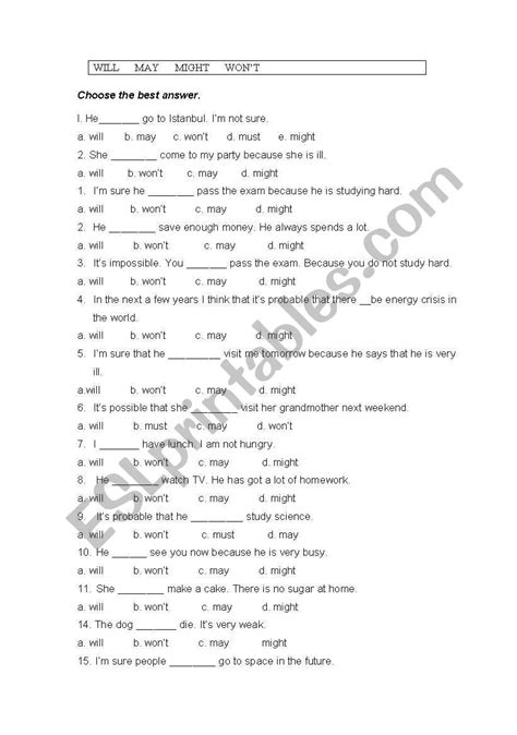 May And Might Exercises With Answers – Online degrees